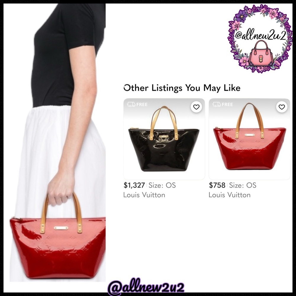 Louis Vuitton Monogram Vernis Bellevue PM (RED) Bag W / COA - Picture 4 of 16